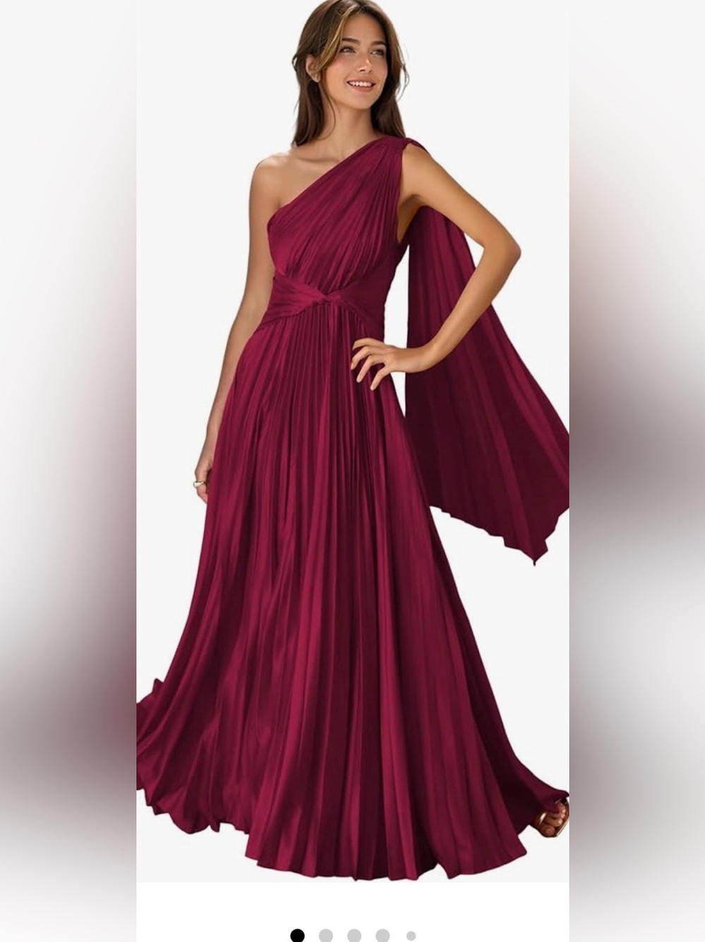 One-Shoulder Burgundy Evening Gown